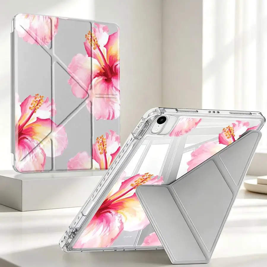 Creative Pink Flowers Tablet Case For Samsung Galaxy Tab S10 Lite S8 A11 A9 Plus S7 FE A8 S9 Plus With Pen Slot Cover
