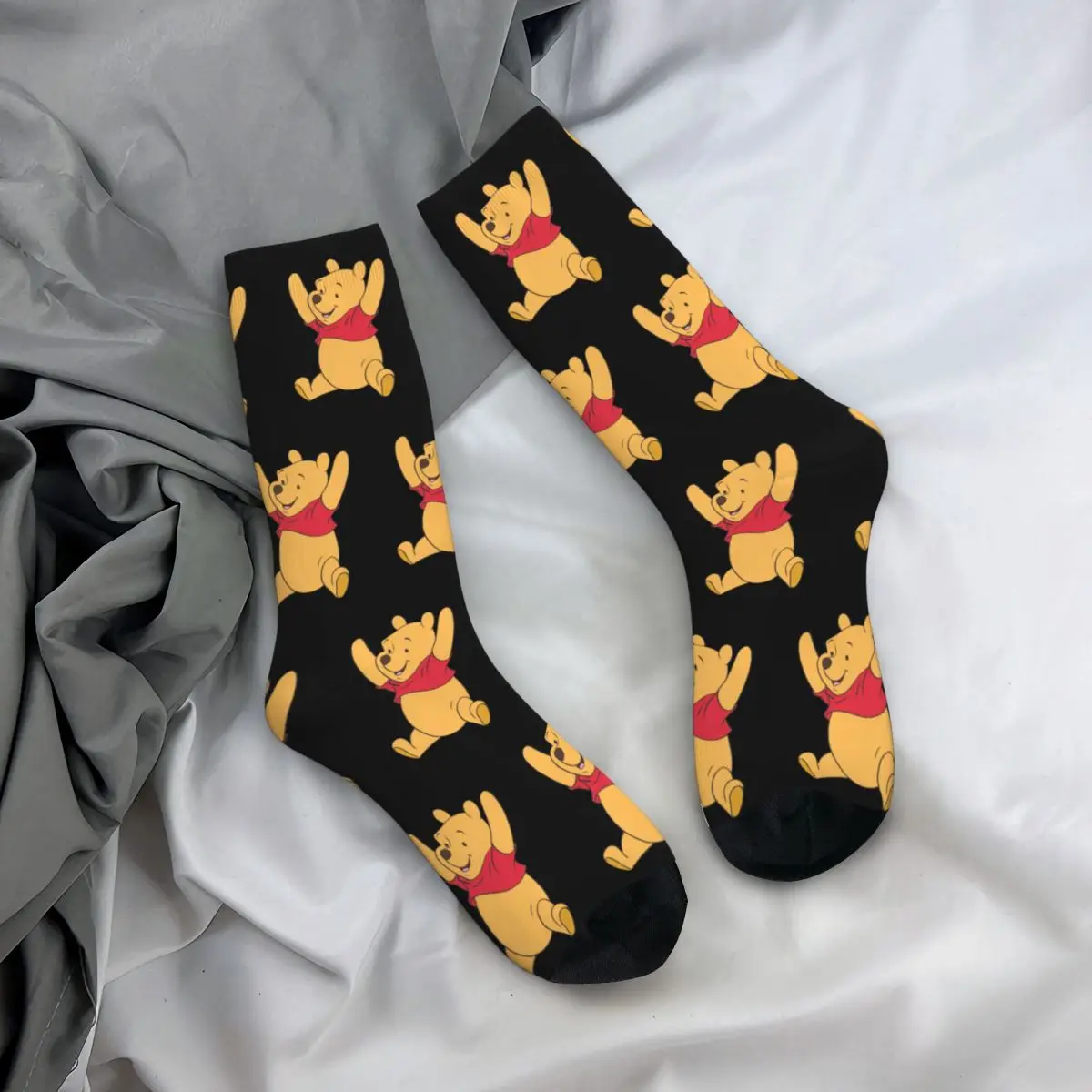 Autumn Winter Retro Women Men Winnie The Pooh Socks Breathable Skateboard Socks