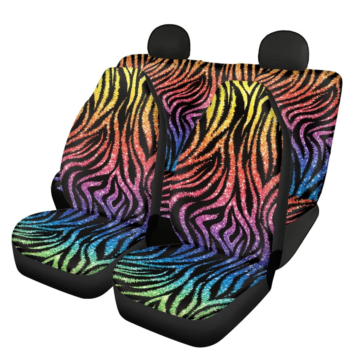 

Colorful Zebra Stripes Gradient Pattern Universal Fit Car Seat Covers Front Seat Durable Washable Auto Mads Vehicle Seat Covers