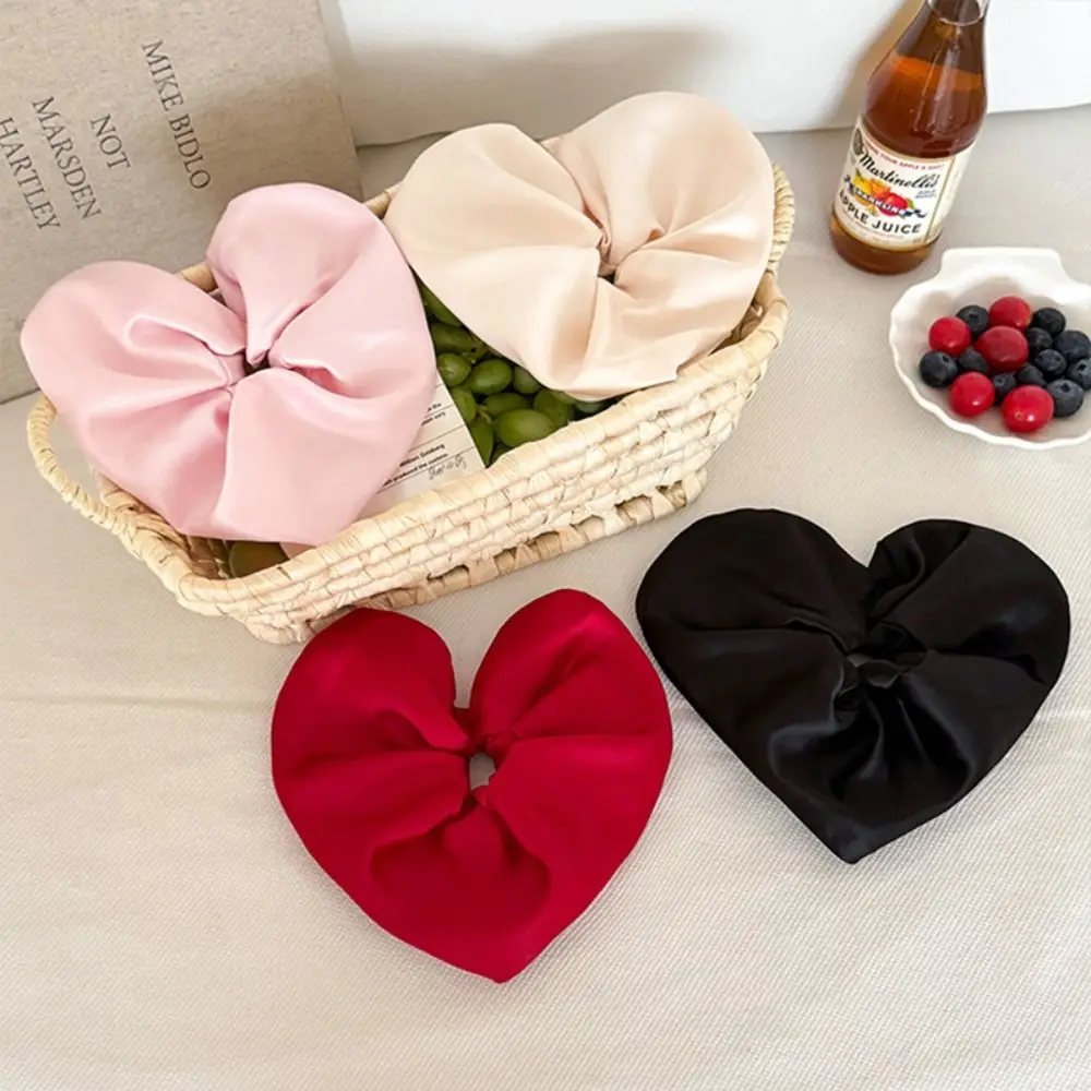 

Heart Shape Heart Hair Rope Cloth Oversize Ponytail Elastic Rubber Band Ponytail Holder Korean Style Large Satin Hair Scrunchies