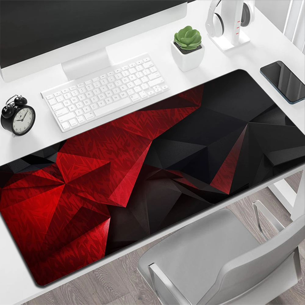 Black Red Geometric Design Gaming Mouse Pad Large Mouse Pad PC Gamer Computer Mouse Mat Big Mousepad Keyboard Desk Mat Mause Pad