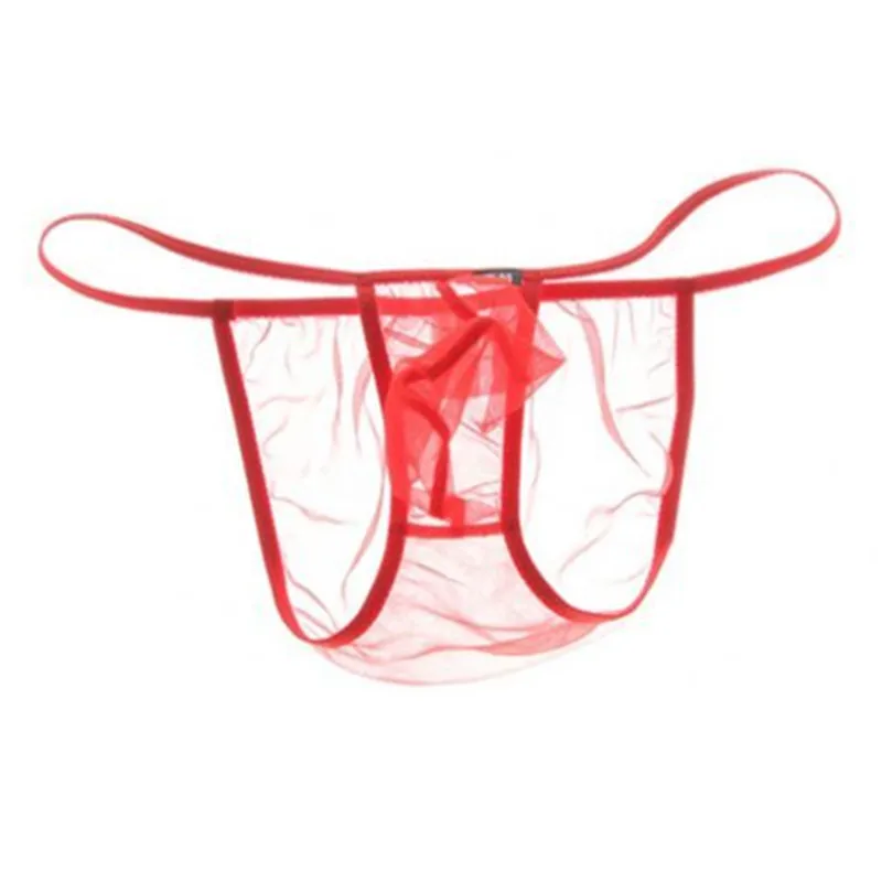 

Men's Mesh Bikini Briefs, Low-rise Sheer Breathable Triangle Underwear with Elastic Trim