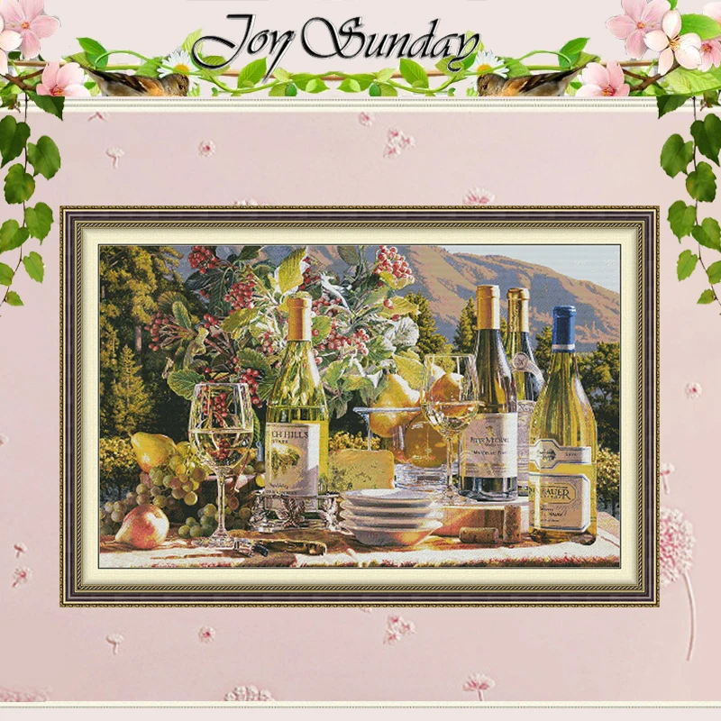 

Wine in the Sun Patterns Counted Cross Stitch Set DIY 11CT 14CT 16CT HD Stamped DMC Cross-stitch Kit Embroidery Needlework