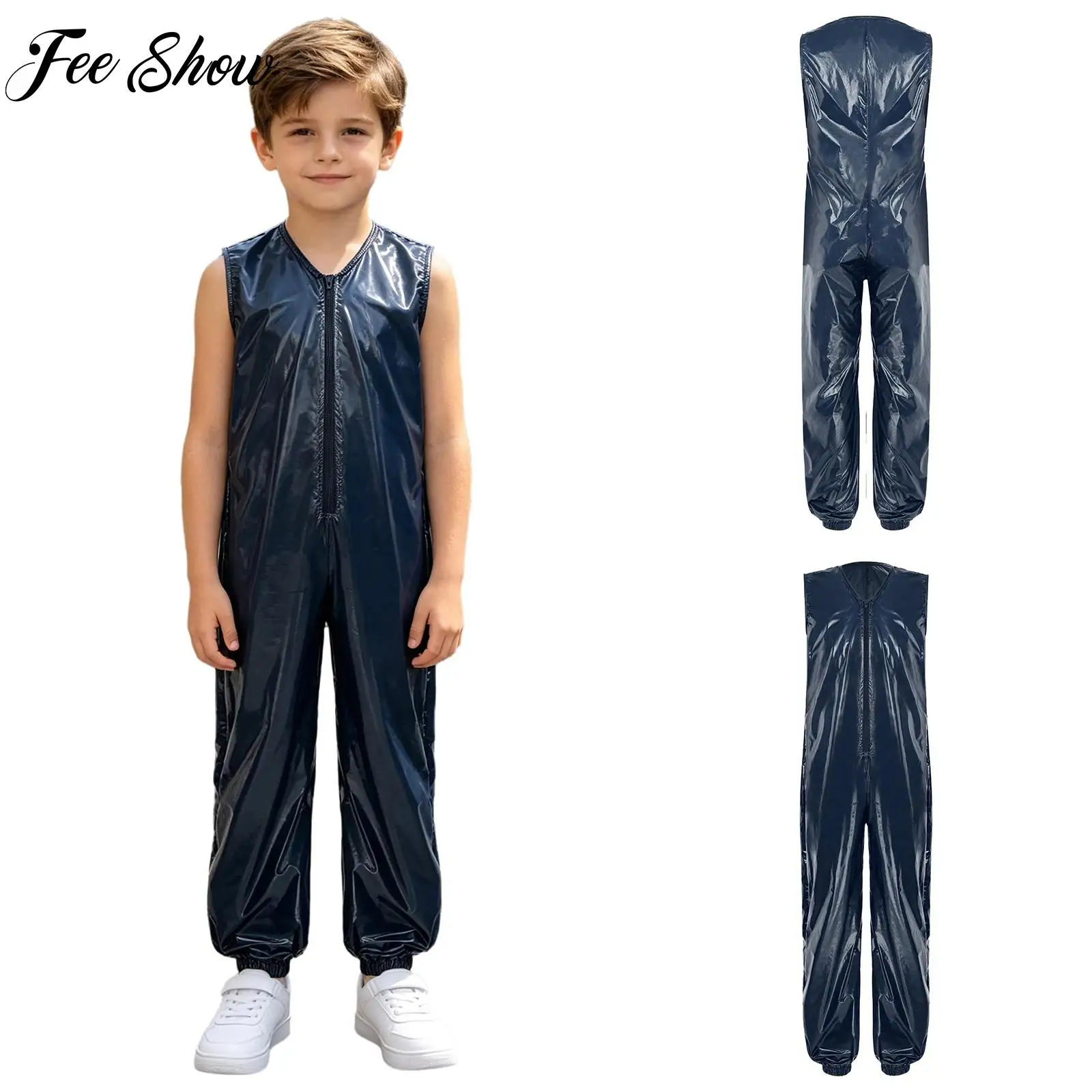 Kids Boys Girls Adaptive Jumpsuit Full Bodysuits Water Resistant Diaper Cover Sleeveless Zip-up Elastic Leg Opening Rompers