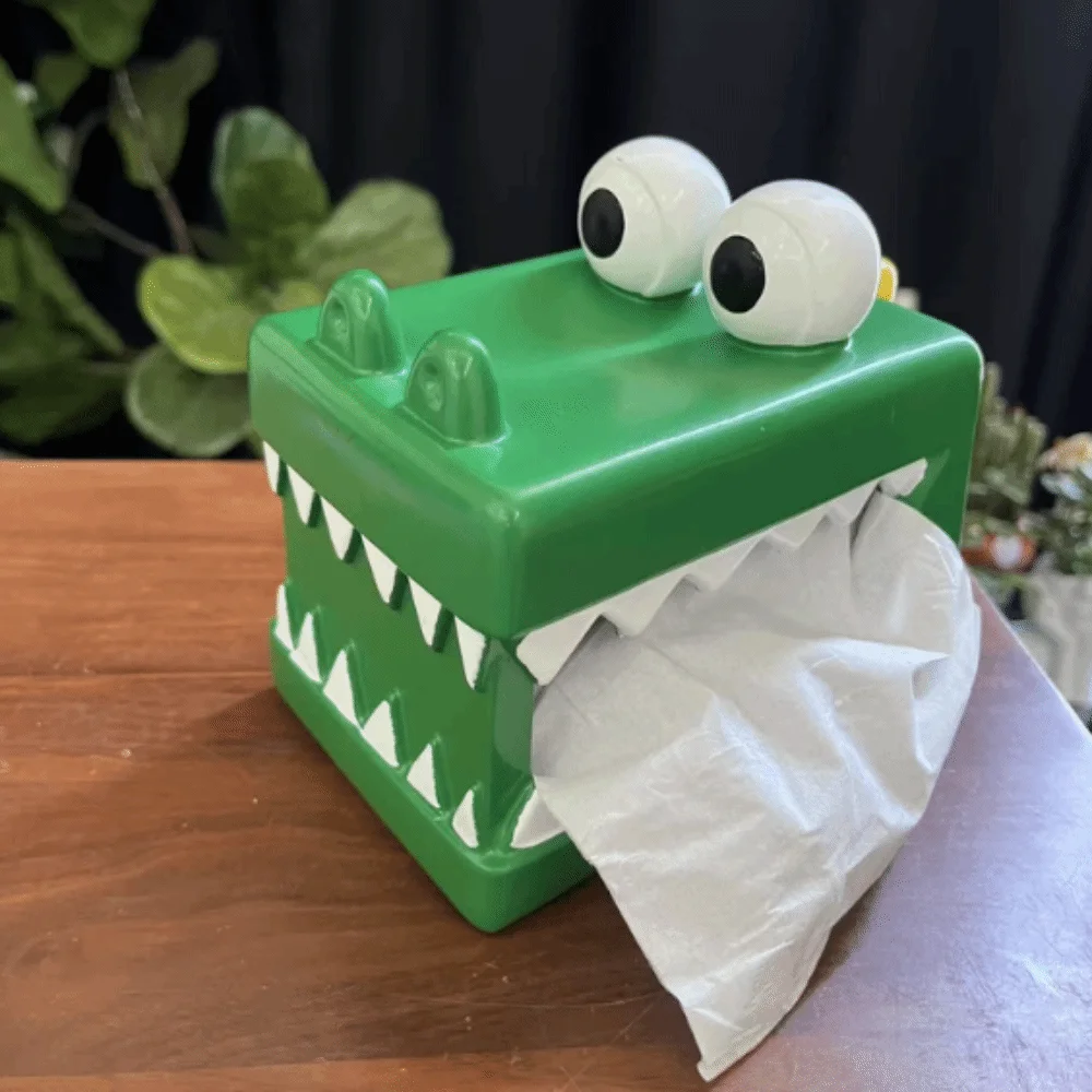

Figure Model Crocodile Tissue Box Doll Toy Collectible Tissue Box Ornament Cute Cartoon Crocodile Napkin Holder Birthday Gift