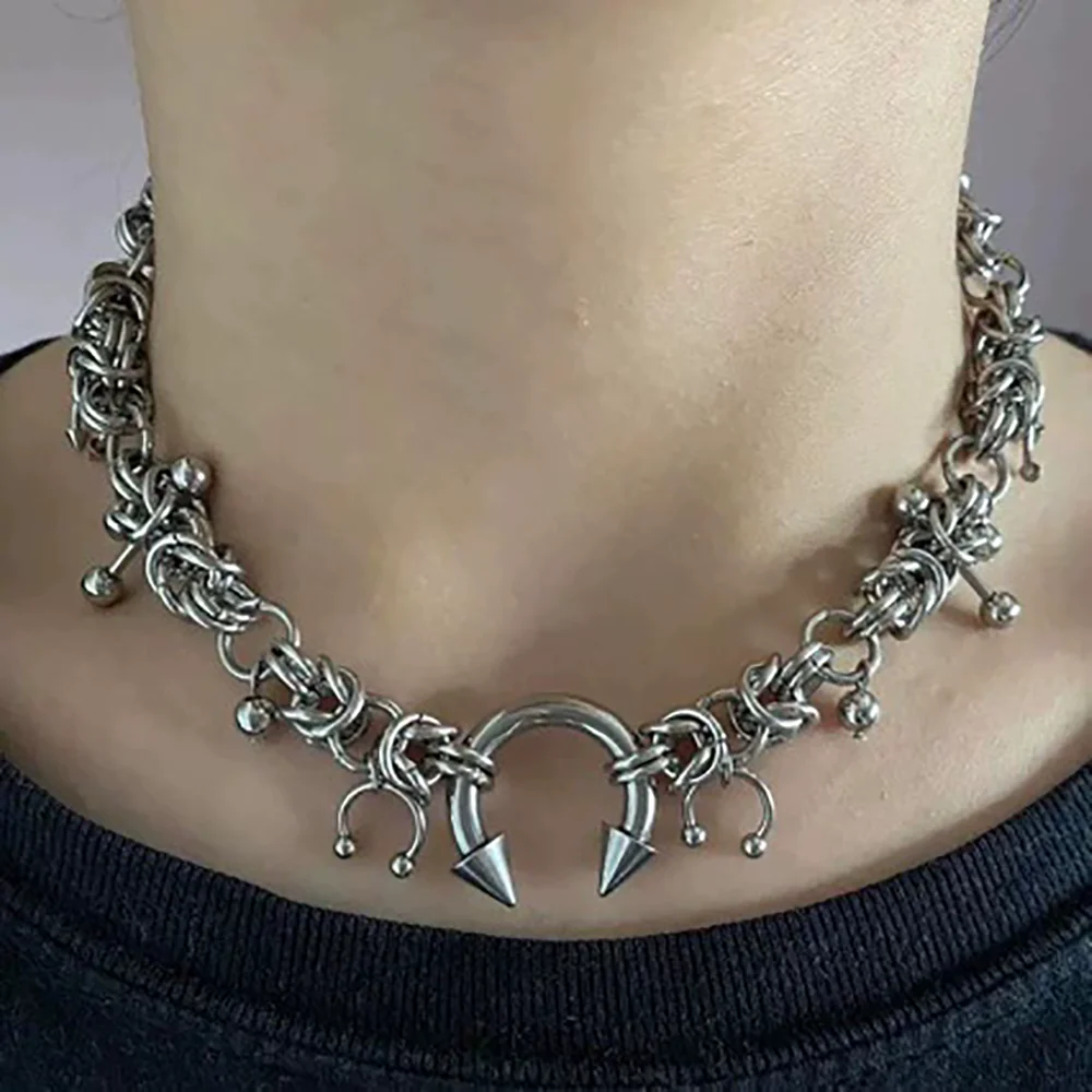 

New Fashionable Punk Trend Stainless Steel Necklace Personalized Gathering Jewelry Accessories For Men And Women