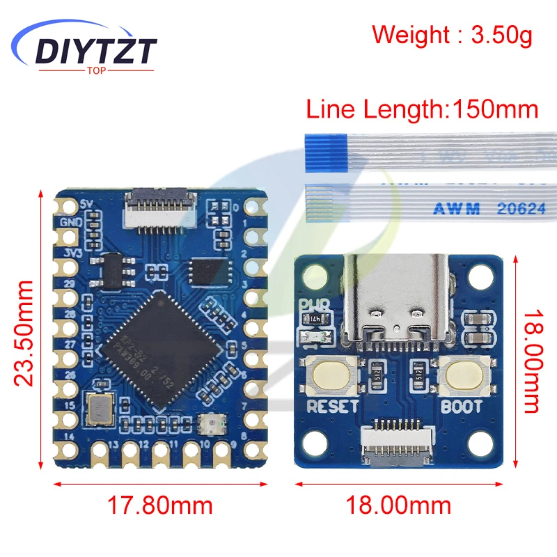 DIYTZT 1/5PCS RP2040-Tiny Développement Conseil Tech RP2040 Pour ZERO Raspberry Pi PICO USB Type C Wild 264KB SRAM 2MB Flash