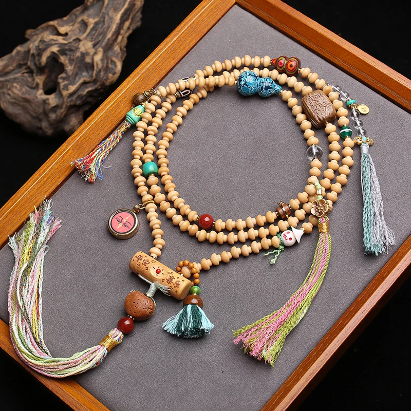 Ridge Bodhi , Crossbody Decorative Items, Peach Wood Gourd, Walnut Lacquer Beads, Longevity Buddha Eye Thangk