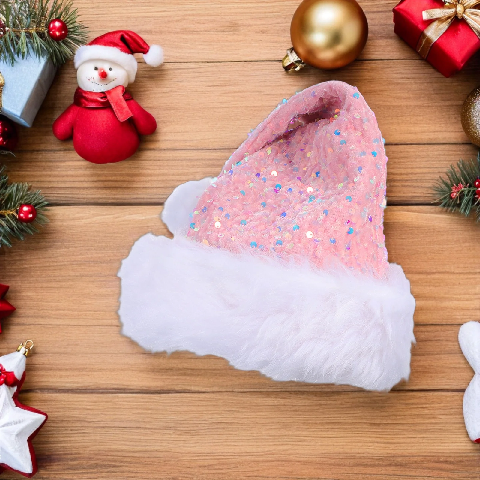 

Sequin Santa Hat Christmas Party Festive Aldult Hats for Women Polyester Costume Child