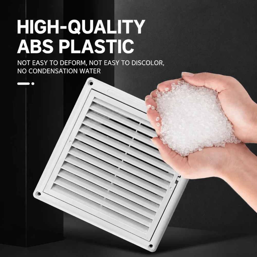 Easy Install Plastic Air Vent Square With Mesh Screen Vent Grille White Pipe Vent