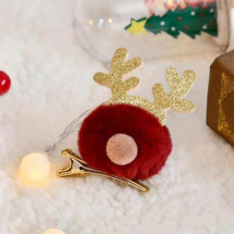 Pince à cheveux de cerf de Noël pour femmes, épingles à cheveux à paillettes, cordon d'oreille, globe oculaire, tiare à épingle, accessoires pour cheveux de bébé, décorations