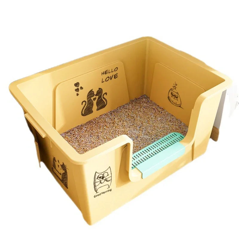

Premium Super Size Cat Litter Box with High Edge Cat Toilet Hollow Pedal Cat Crate Versatile Practical Litter Box Enclosure