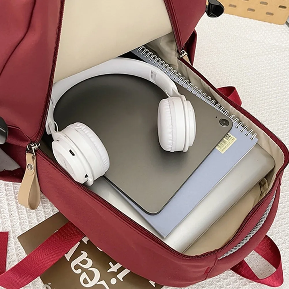 

Fashion Large Capacity Students Backpack Zipper Multi Pocket Nylon School Bag Casual Leisure Teenage Daypack Textbook