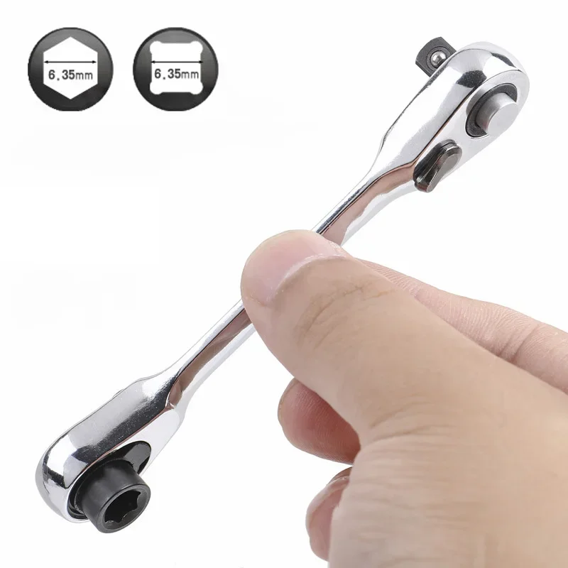 Mini 2 IN1 1/4 inch 100mm 72 double -end fast socket spine wheel wrench repair tools for vehicle bicycle socket wrench kit tool