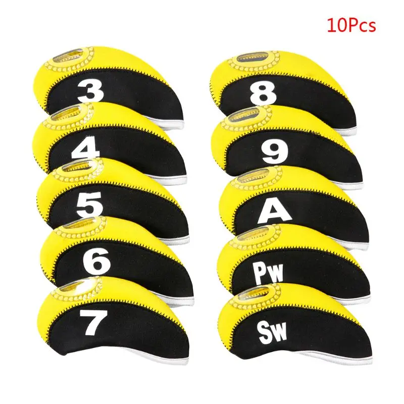 10Pcs/Set Portable Sport Neoprene Golf Club Head Cover Iron Protective Headcover