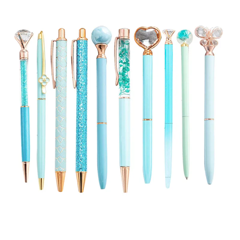Imagem -03 - Pen Conjunto Diamante Caneta Esferográfica Caneta Metal Escritório Estudante Gravura de Luxo Nome Presente Pen Conjunto Logotipo Personalizado Caneta de Luxo 10 Pcs