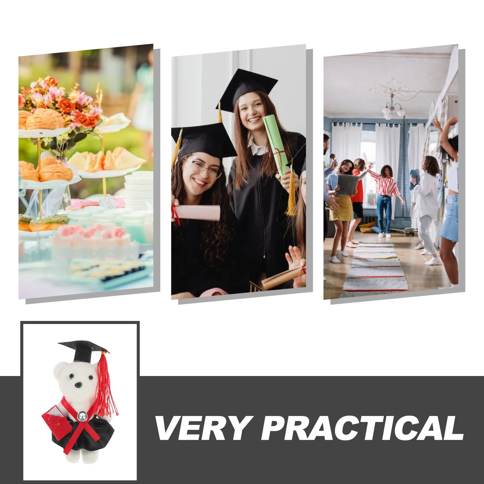 

10Pcs Doctor Bear Figurines Graduation Decoration Lightweight Foam Material Safe Reusable Graduation Party Bouquet Accessories