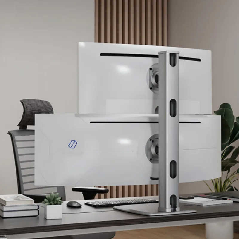 The monitor bracket is compatible with dual 49-inch, upper and lower dual-screen monitor bracket