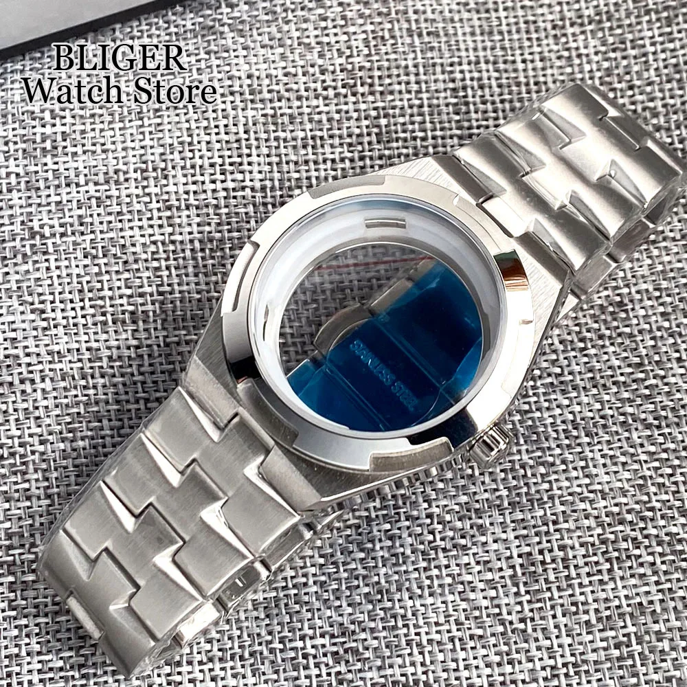 New Silver 41mm Watch Case Bracelet Stainless Steel fit NH34 NH35 NH36 NH38 Sapphire Glass 33mm Dial Set Watch Part