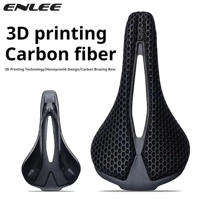 

ENLEE Bicycle 3D Printed Saddle Ultralight Carbon Fiber Road Mountain Bike Cushion Comfortable 3D MTB Saddle Seat