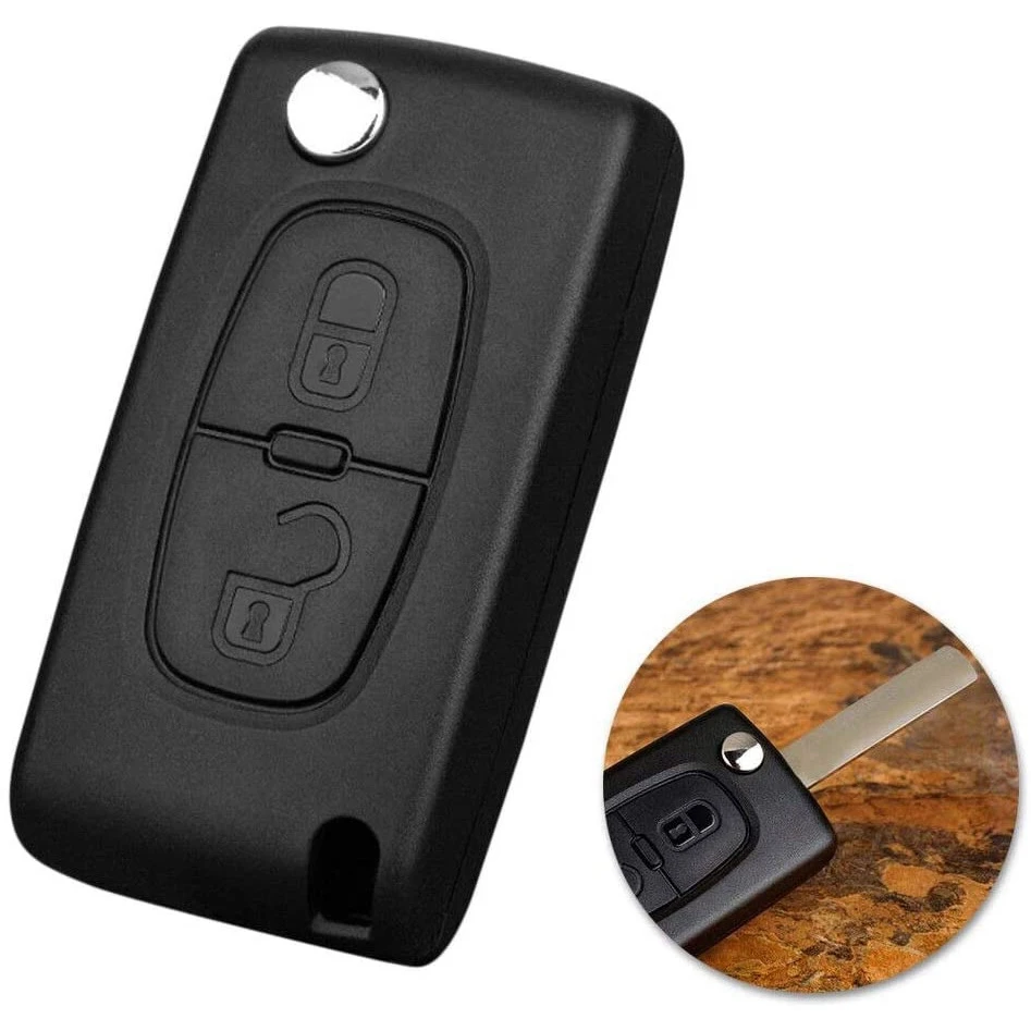 

Plain Foldable Remote Control Blade Car Replacement Key Fob Case Accessories 2 Button Flip Cover For 207 307 308 407