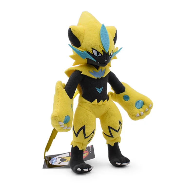 25cm Kleines Zeraora Plüschtier - Gelbes Elektrisches Pokémon, Donnerkatze Stofftier mit Blitzdesign – Detail 6