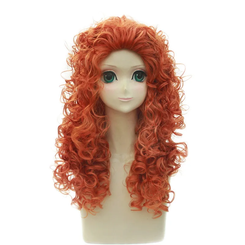 Synthetic Orange Curly Wig Princess Style Inspired Cosplay Melida-Look Anime Costume Wavy Hair Halloween Party