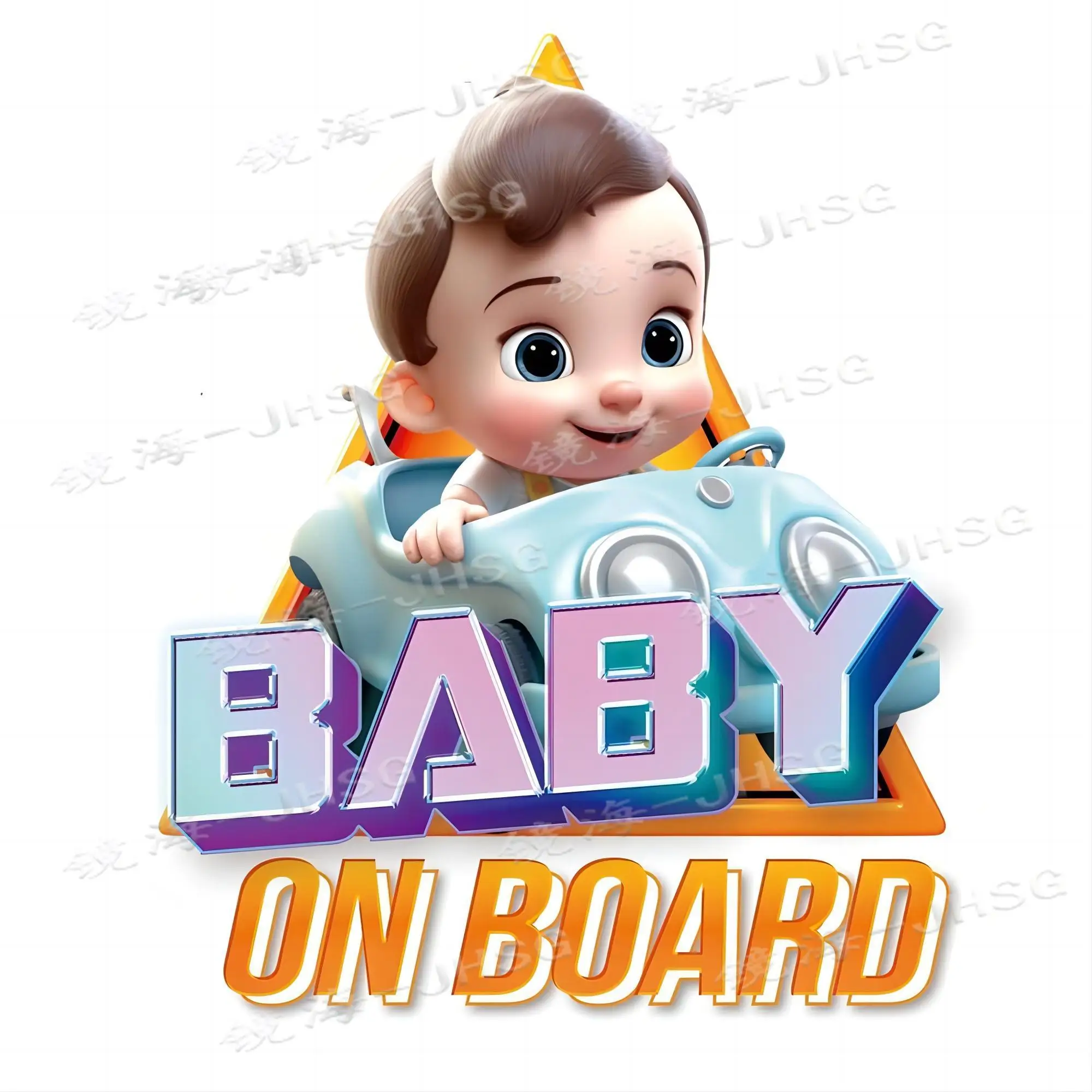 Baby on Board Cartoon Car Sticker, Reflective, Weather Resistant, Waterproof, Durable, Detachable Car Accessories, Baby