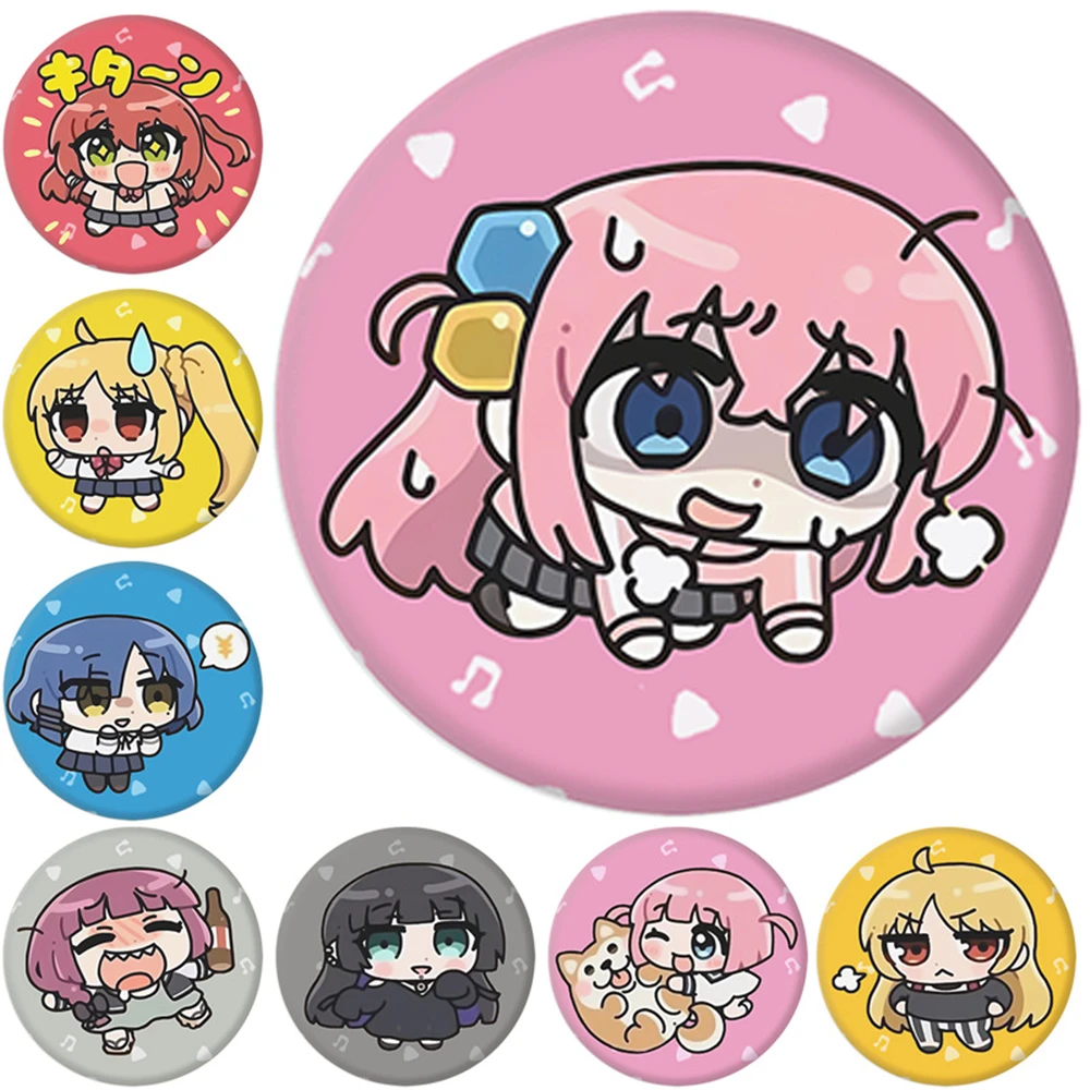

58mm Anime BOCCHI THE ROCK! Chibi Gotoh Hitori Kita Ikuyo Yamada Ryo Cosplay Costume Badge Pin SPTE Tinplate Brooch Prop Gift