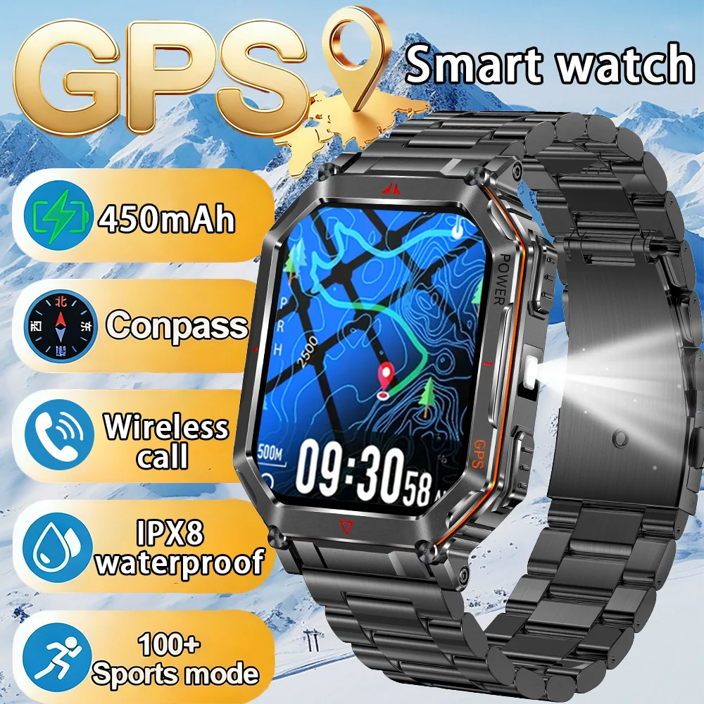 

GPS Smart Watch 450mAh 2.01 Built-in Compass Barometric Altimeter Bluetooth Call 3ATM Waterproof Smartwatch Health Monitor