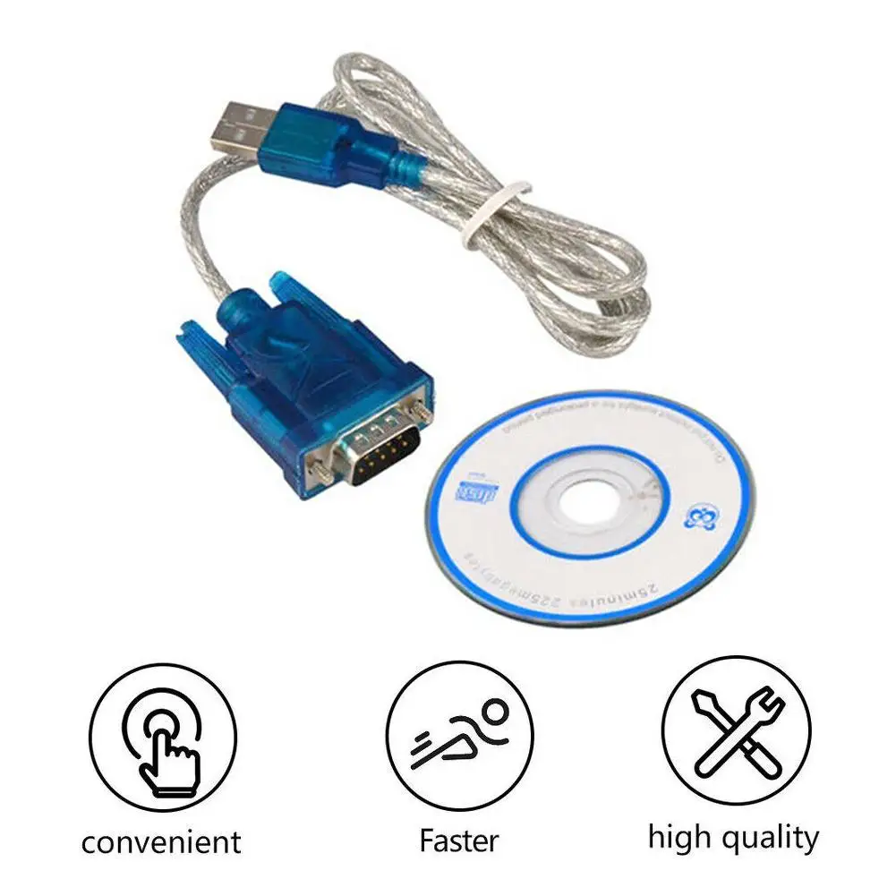 NEW High-end 80cmUSB To Serial RS-232 DB9 9Pin Chipset Support Adapter USB RS232 Ch340 Cable WIN10 Converter Printing Cable Tool