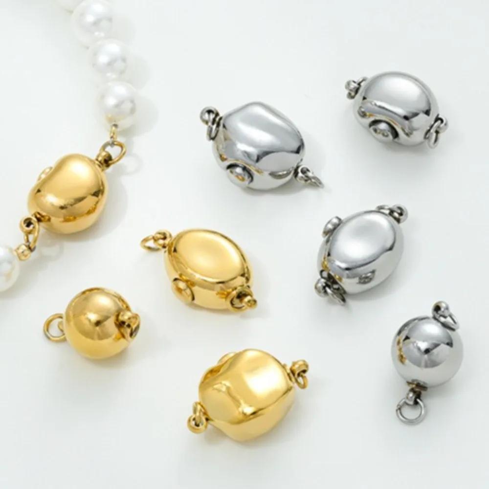 

Titanium Steel Insert Rod Buckle Gold-plated Round Oval Special-shaped Ingot Pearl Buckle DIY Bracelet Necklace Connecting Buckl