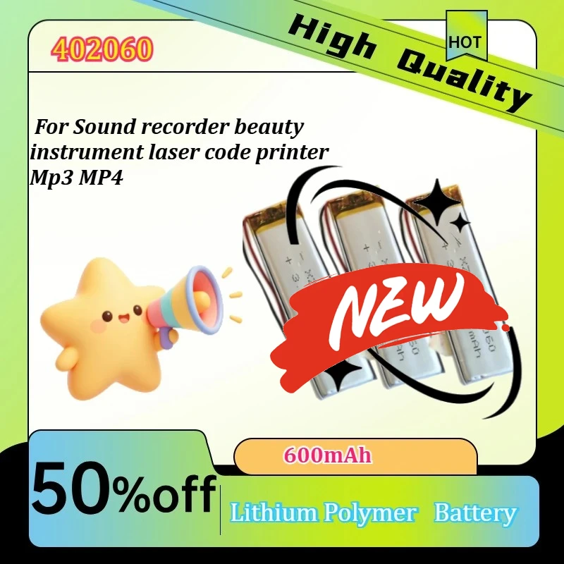 1-12pcs 402060 3.7V 600mAh Lithium Polymer Li-po li ion Battery For Sound recorder beauty instrument laser code printer Mp3 MP4