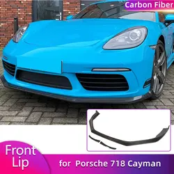 Carbon Fiber Front Bumper Lip Spoiler for Porsche 718 Cayman Boxster S 2-Door 2016-2018 Car Front Lip Chin Apron Body Kits