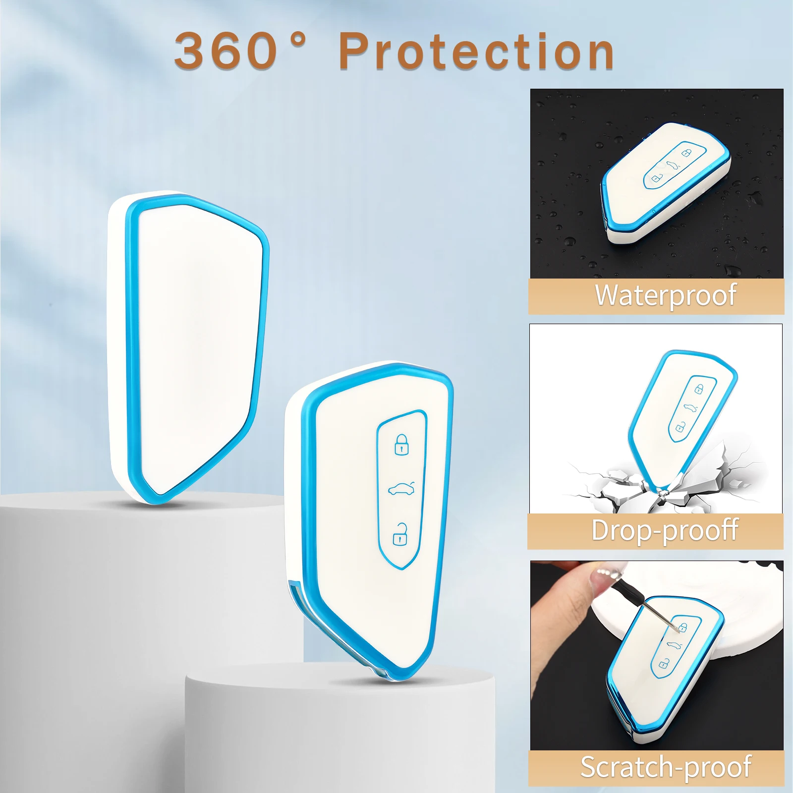 Custodia chiave per auto in TPU moda per VW Volkseagen Golf 8 MK8 ID.3 ID.4 Cupra Skoda Octavia A8 SEAT Leon MK4 Formentor Tarraco Copertura chiave
