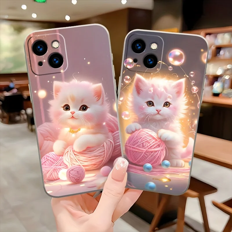 

Fur ball cat pattern phone case for iPhone 17 16 15 14 13 12 11 Pro/ Max/Plus shock-proof rear cover anti-fingerprint