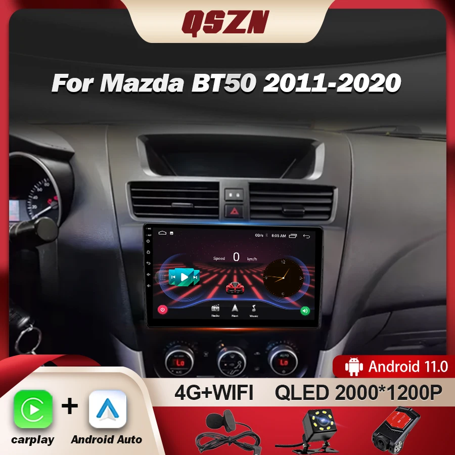 

Автомагнитола QSZN Android 13 для Mazda BT50 2011-2020, мультимедийный видеоплеер, стерео навигация GPS CarPlay 4G WIFI No 2din DVD