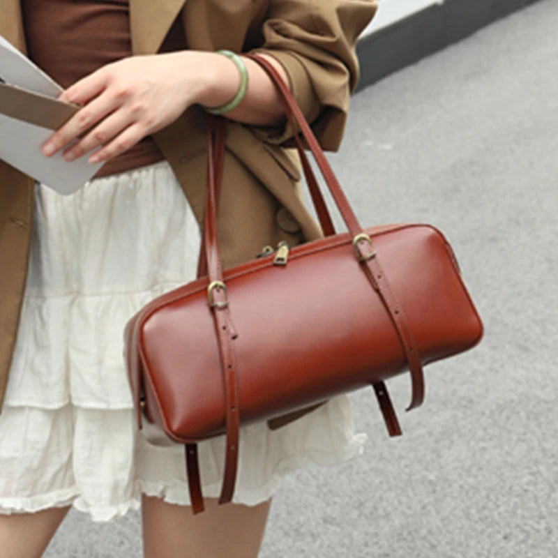 

Burminsa винтажные сумки на плечо из натуральной кожи Boston для женщин, 2024, роскошная дизайнерская подушка, рабочая сумка-тоут, женские сумки