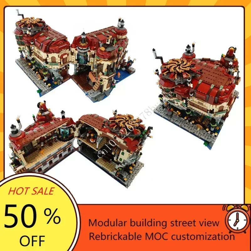 3455PCS Steam Powered Science Hot MOC Creative Street View Architecture Model DIY Custom Puzzle Birthday Toy Christmas Gift