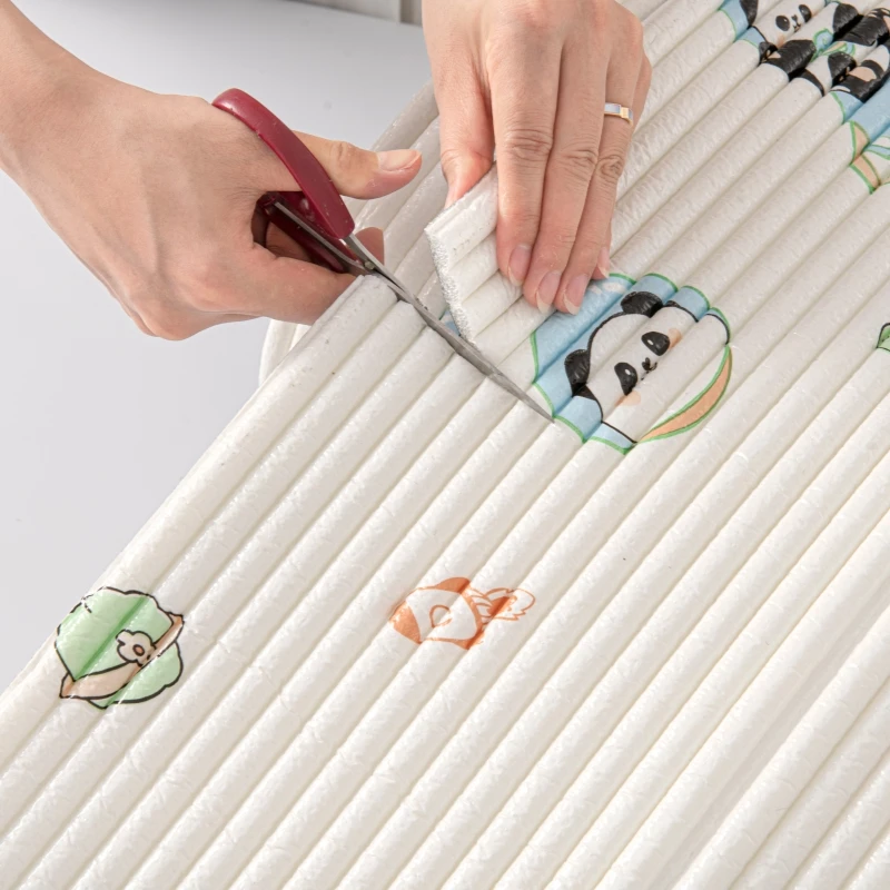 Stiker Dinding Anti Benturan Tebal 8mm Berbahan Busa XPE, Wallpaper Dekorasi Rumah 3D, Stiker Dinding Tahan Air untuk Kamar Tidur Anak