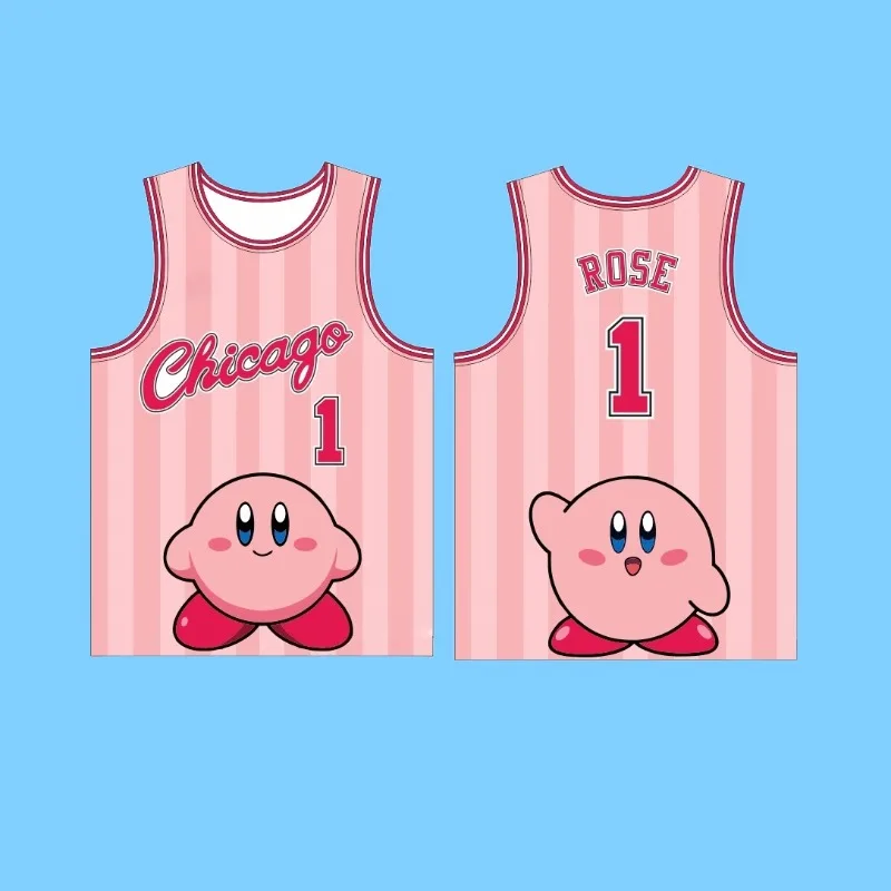 

MOTO-Баскетбольная форма в мультяшном стиле, трикотаж розового цвета, командная форма, тренировочный жилет, впитывающая пот футболка, 3D-печать