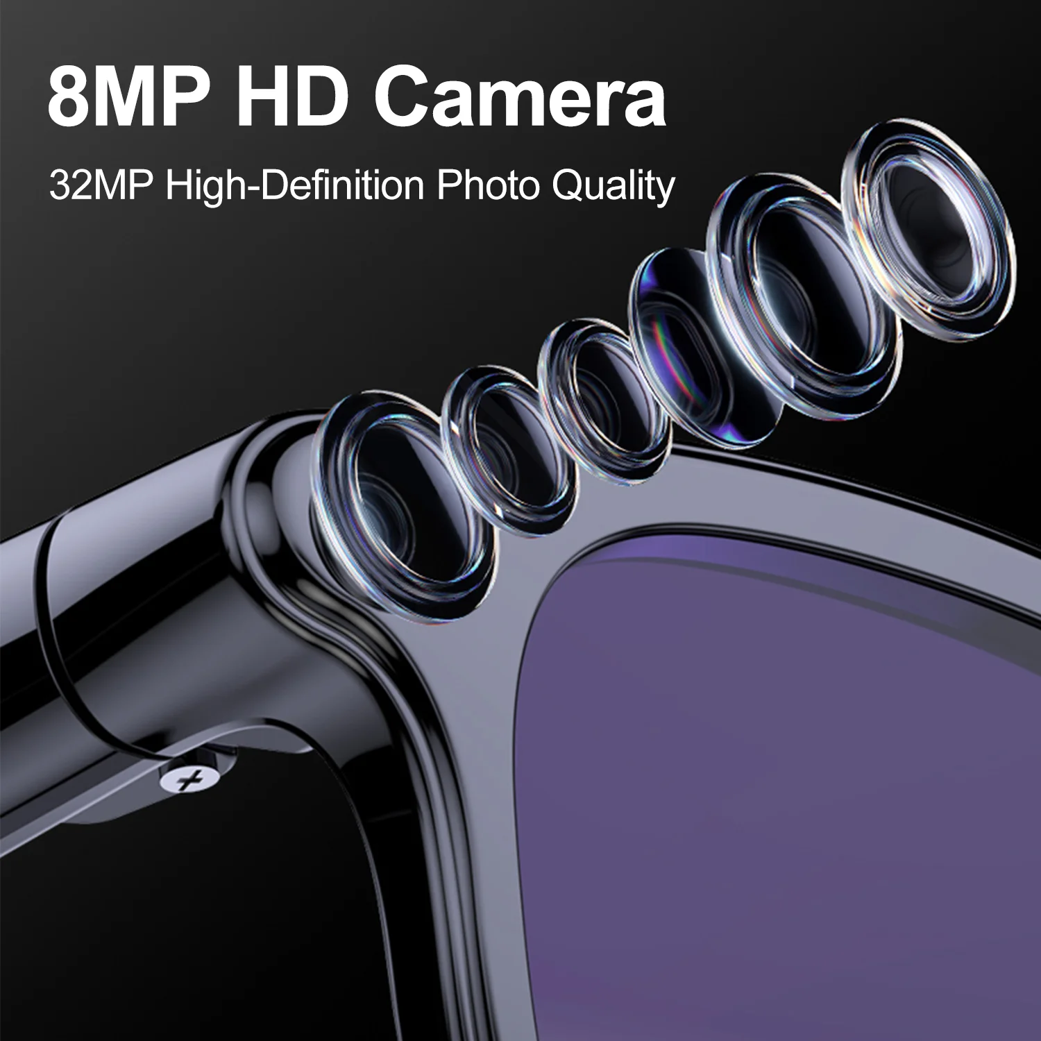 A2 AI Smart Glasses with 800W HD Camera Bluetooth Call Voice Assistant Touch Control Music Player Translation Smart Glasses New
