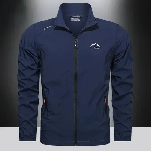 Imagen 2 del producto UPF100 + cortavientos de verano para hombre con bolsillos y cremallera chaquetas de protección solar Uv ropa ultraligera transpirable abrigos finos de piel para exteriores campamento