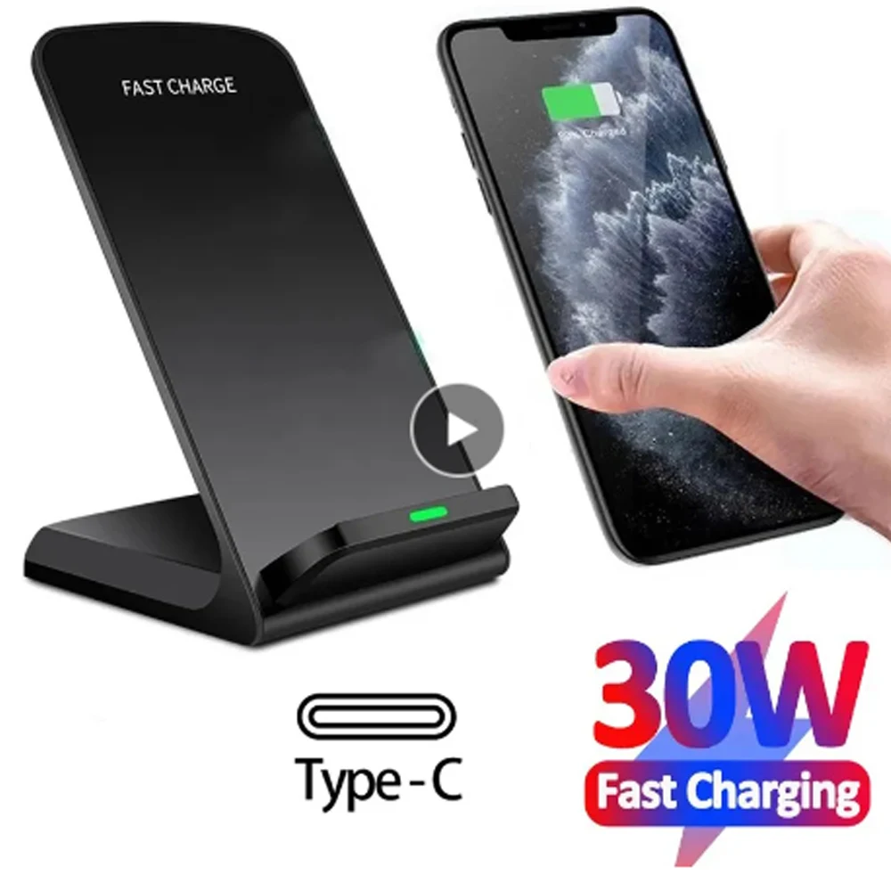 

15W Wireless Charger Stand Dock For iPhone 14 13 12 11 X 8 Fast Charging For Samsung S20 S21 S22 Blackview BL6000 Airpods Pro