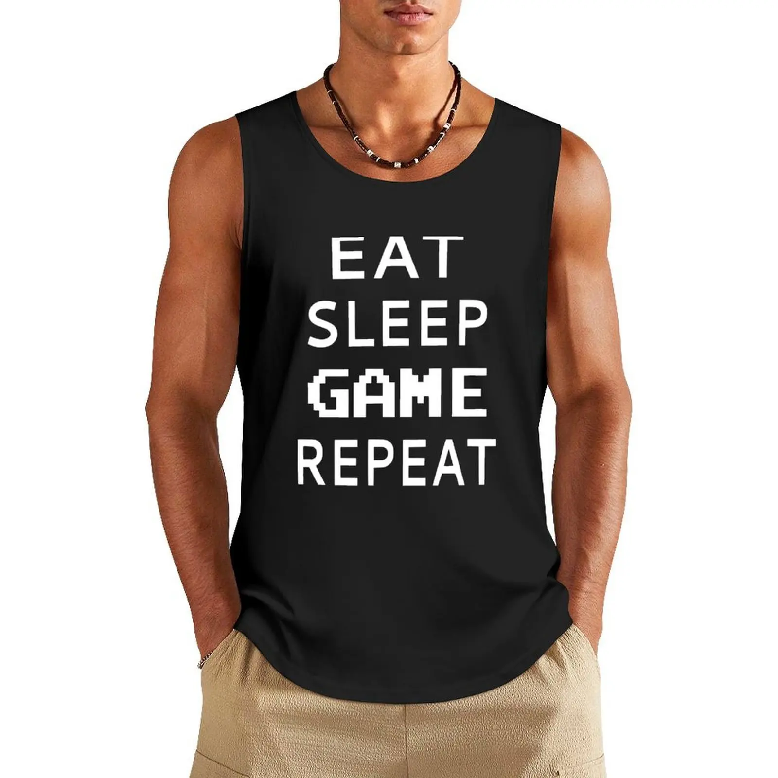

Eat Sleep Game Repeat Tank Top vest for men gym wear men man sexycostume