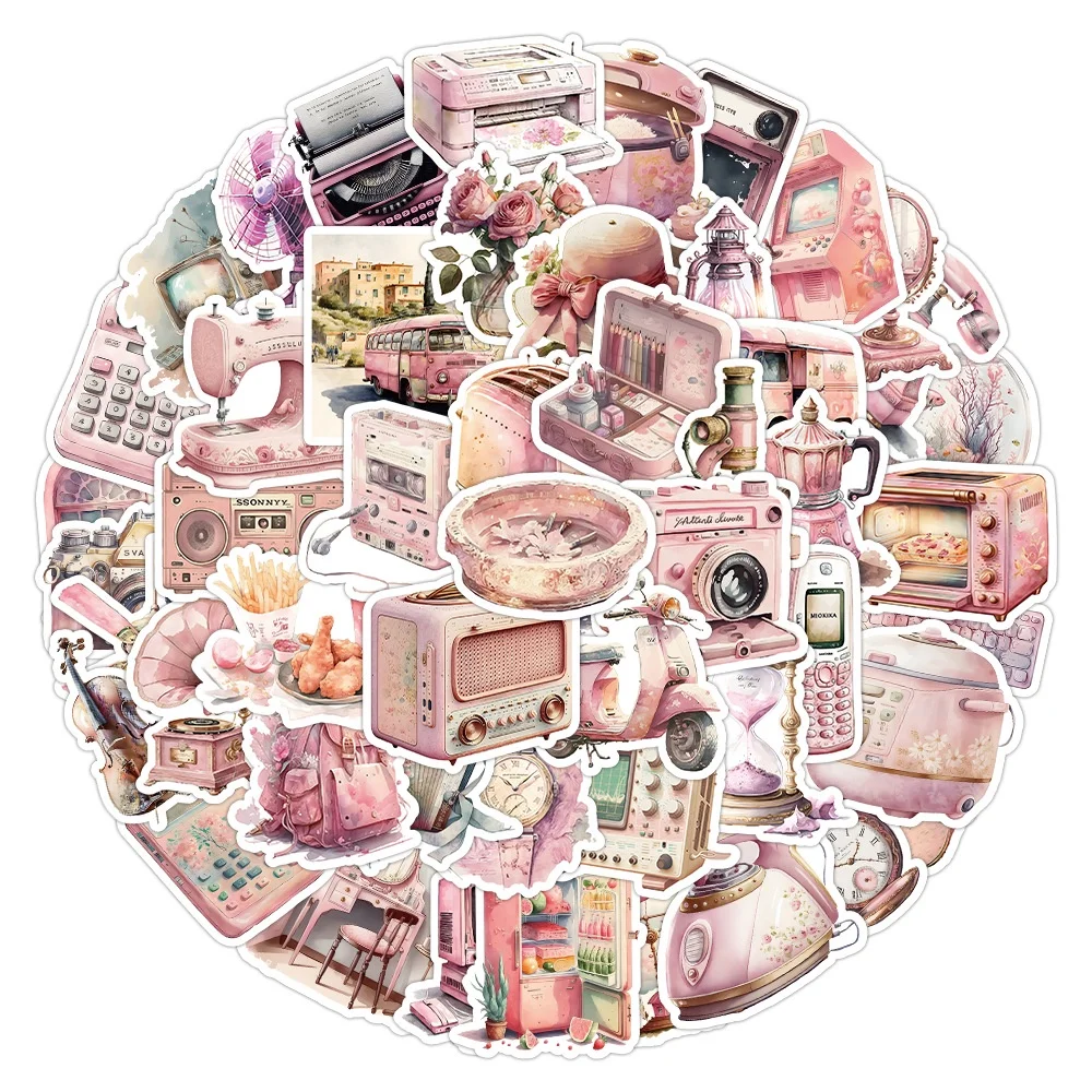 60PCS Rosa Nostalgische Dekorative Graffiti Aufkleber Für Helm Fahrrad Hand Konto Bleistift Fall Aufkleber BulingBulingStickers Shop