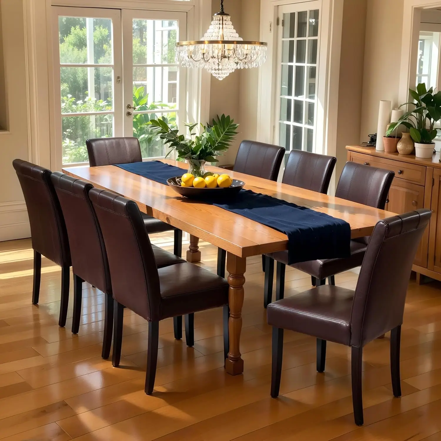 

Dining Chairs Set of 8, Faux Leather Dining Room Chairs, High Back Upholstered Parsons Chairs for Dining Room Kitchen Side Chair