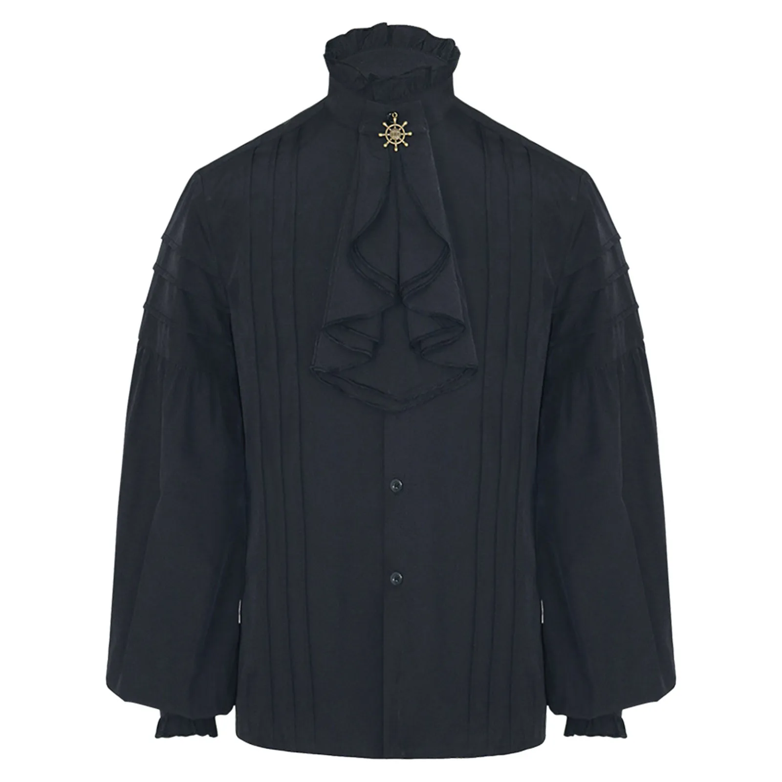 

Men's Medieval Ruffle Shirts Gothic Vintage Court Style Turtleneck Long Sleeve Shirts Vampire Pirate Cosplay Victorian Shirt