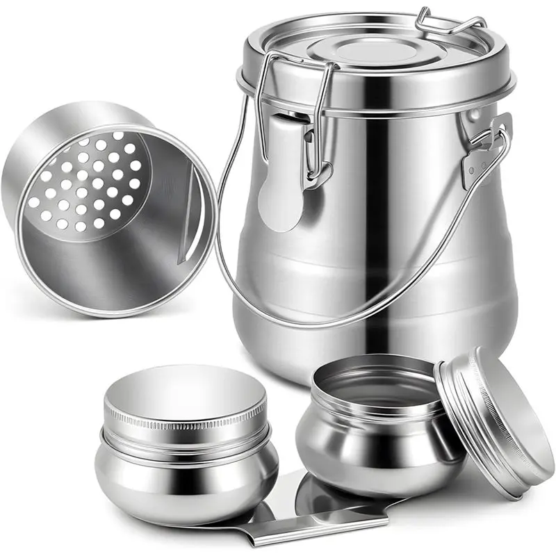 

A84X-Painting Brushes Holder With 2 Pcs Stainless Steel Paint Brush Cleaner, Double Dipper Container Cup, Washers Included