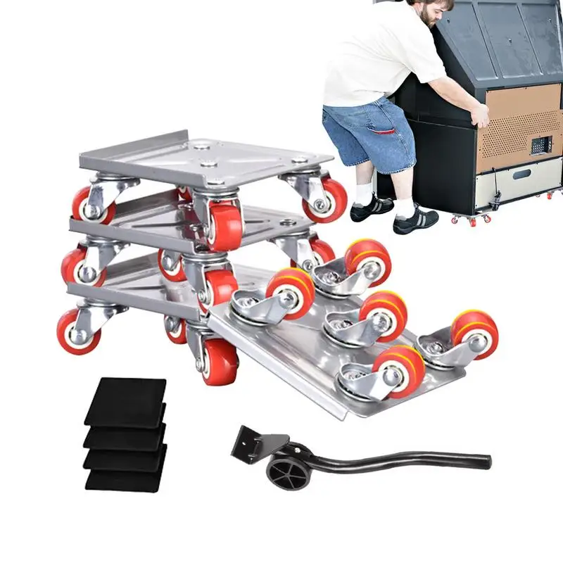 

Furniture Movers Heavy Duty Mover 5-Wheel Furniture Dollies Short Crowbar & Load Lifter With Anti-Skid Pad For Cabinets Sofas